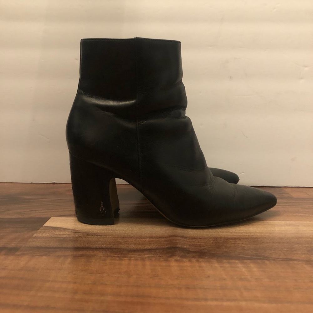 Black high heeled booties